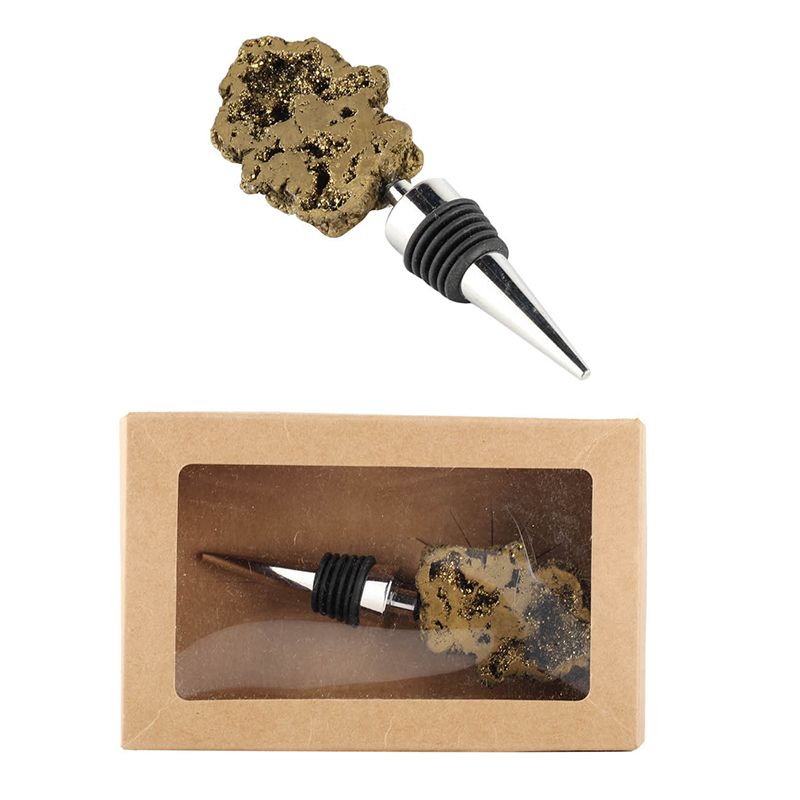 Crystalline Bottle Stopper, Gold Geode