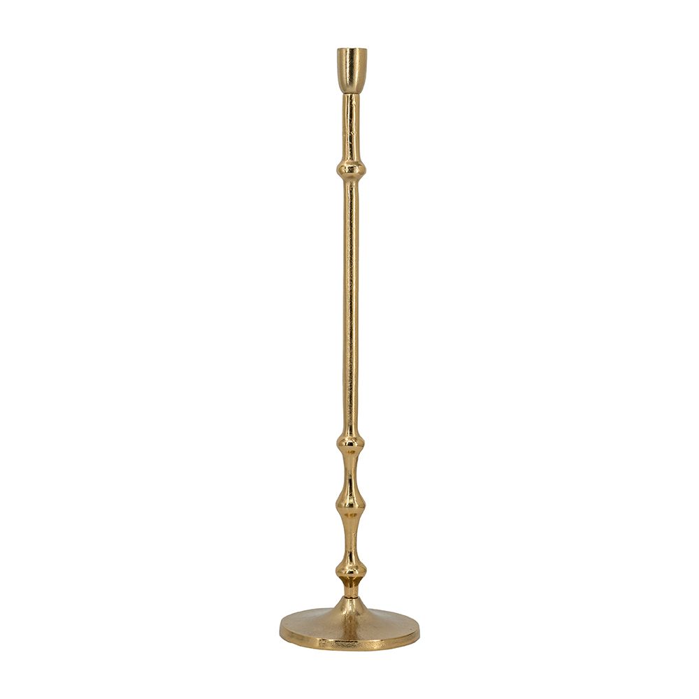 Slender Aluminum Taper Candle Holder with Bead Accents, Bronze - 86865