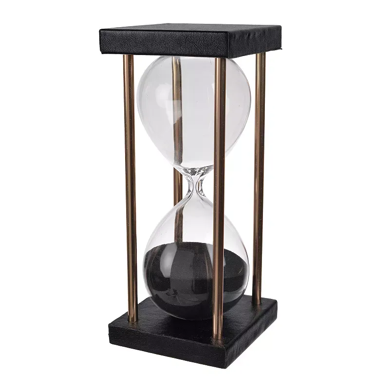 A and B Home Stanley Black 3-inch D x 7-inch 15-minute Hourglass Black