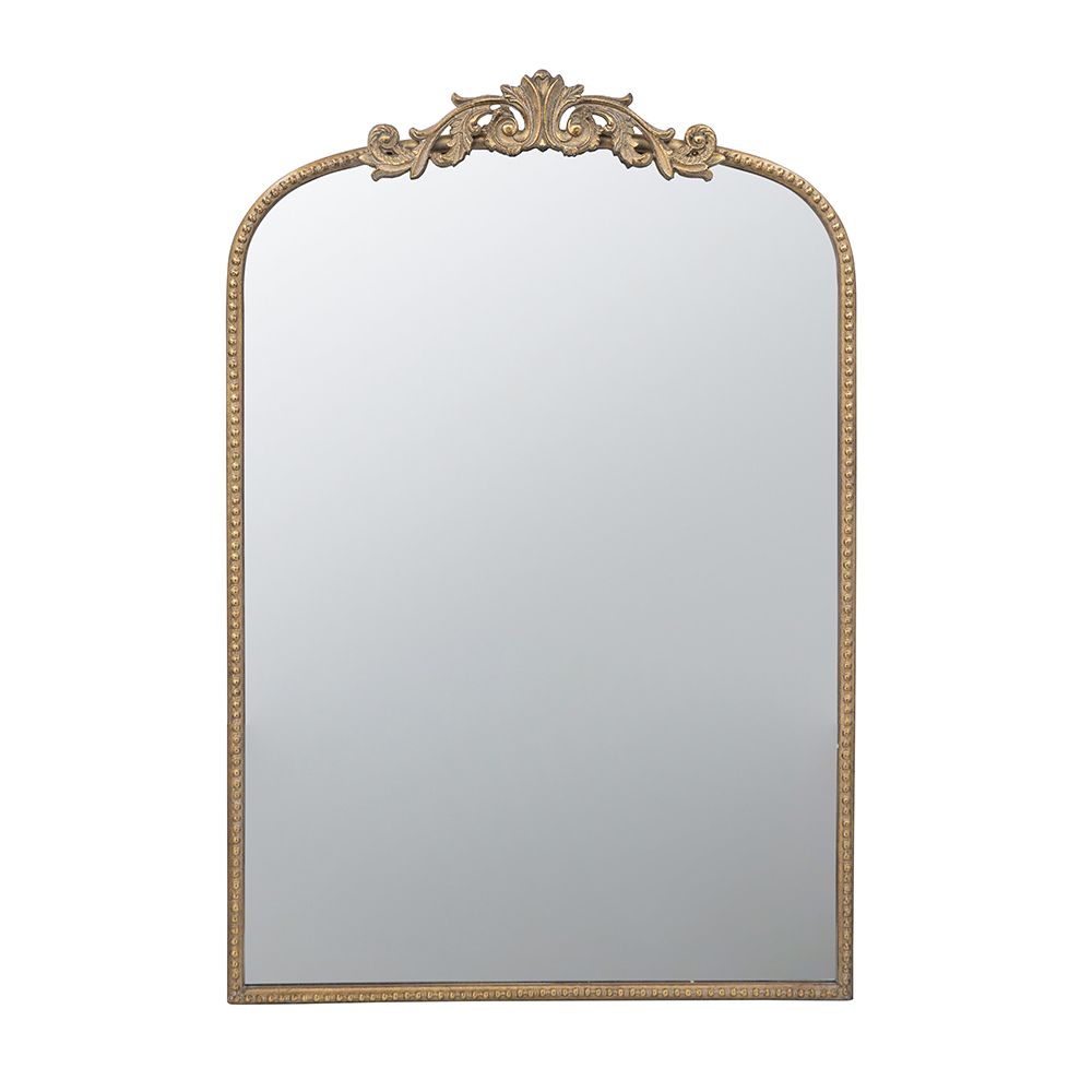 Small Arched Vertical Mirror with Adornments, Gold