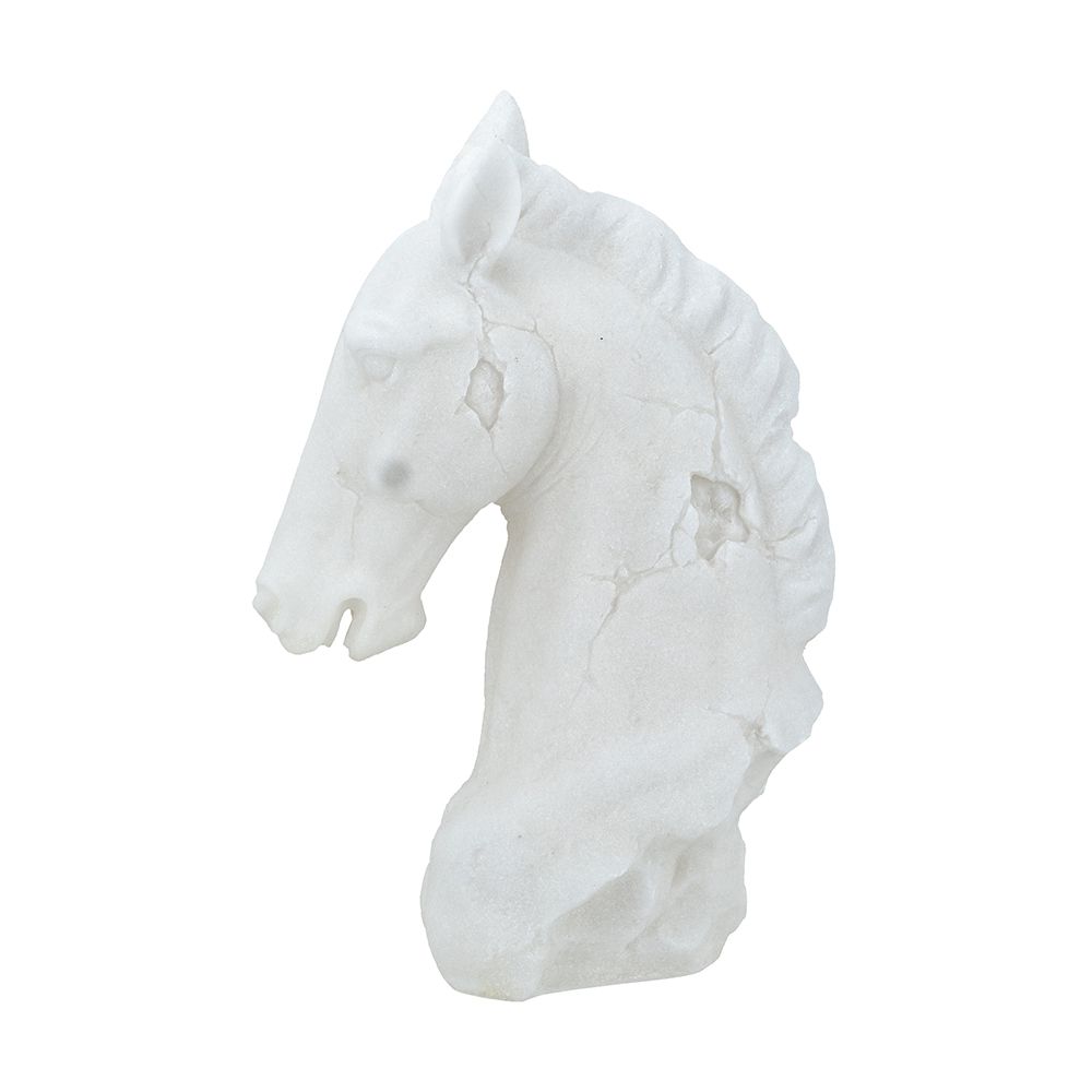 White Resin and Sand Horse Head Sculpture