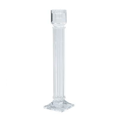 Clear Glass Taper Candle Holder with Sculpted Column Design - B8602