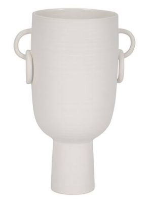 13"H VASE WITH HANDLES, WHITE