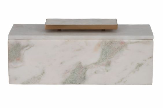 16" SALINA MARBLE BOX, WHITE
