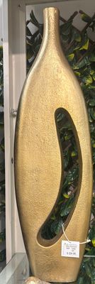 28" CARRON GOLD METAL VASE