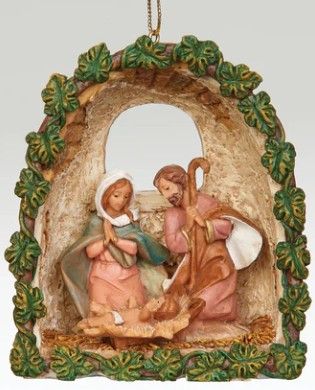 3.75"H HOLY FAMILY GROTTO ORNAMENT