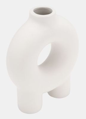 7", DONUT FOOTED VASE, WHITE