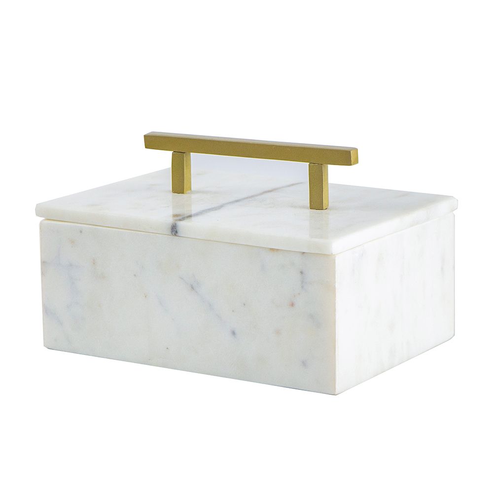 Box White Marble With Brass Handle