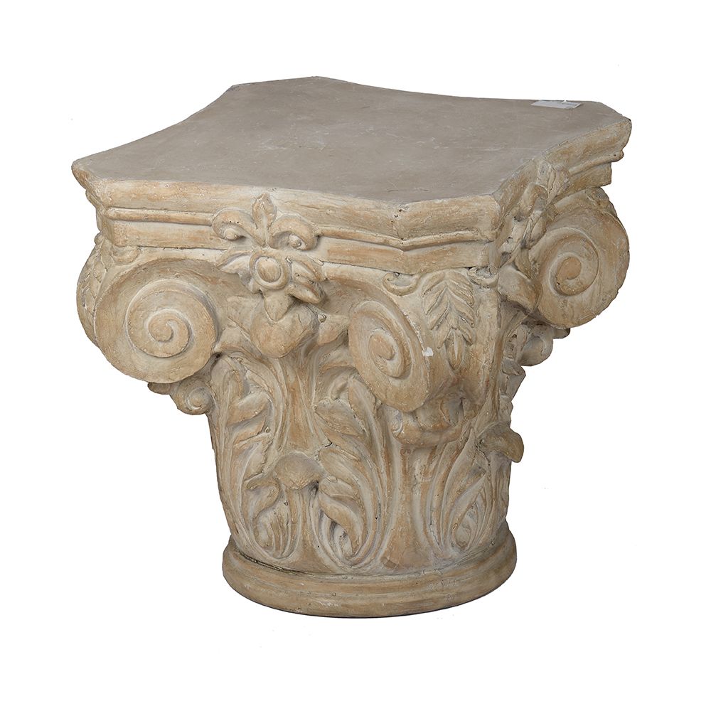 Roman Cream Column Cap Pedestal, Large
