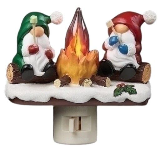 3.75"H GNOMES BY CAMPFIRE NIGHT LIGHT