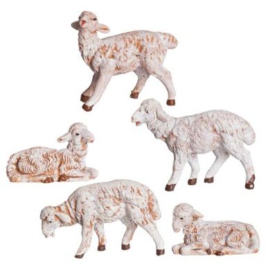 5" SCALE 5 PC SET WHITE SHEEP