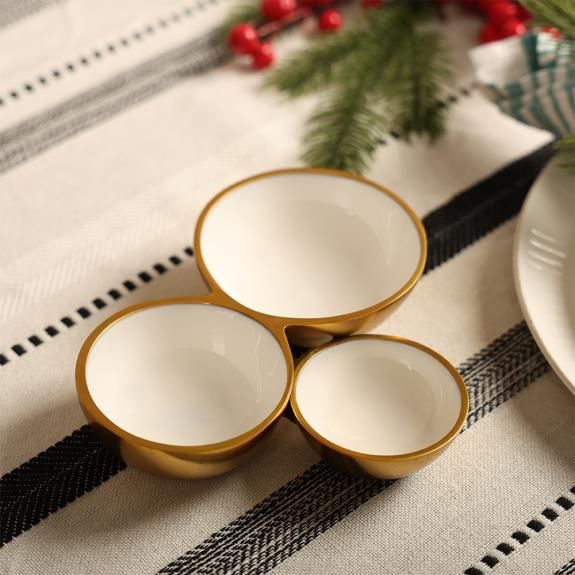 Gold White Cluster 3 Bowls 4