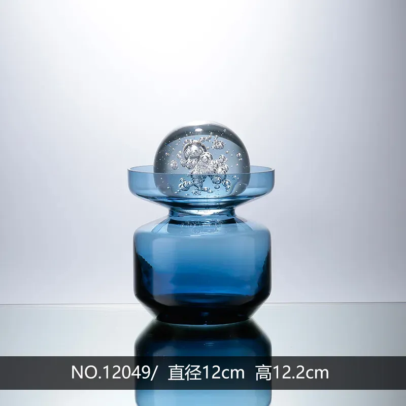 GLASS VASE WITH CRYSTAL BALL - Short