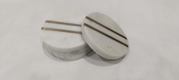 SET OF 4 WHITE MARBLE COASTERS