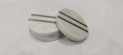 SET OF 4 WHITE MARBLE COASTERS
