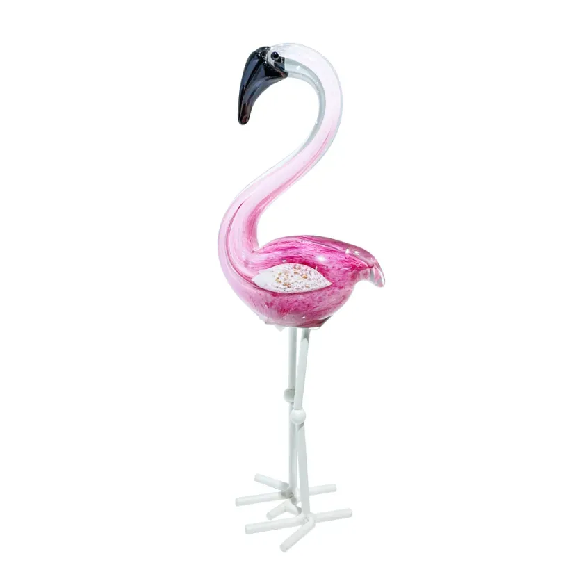PINK FLAMINGO GLASS FIGURINE