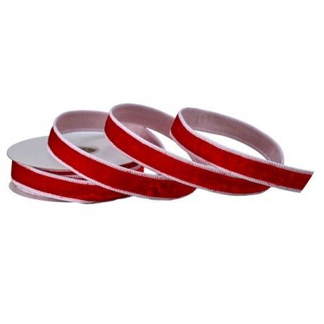 1"X10Y SHELDON VELVET W / PIPING EDGE RED WHITE