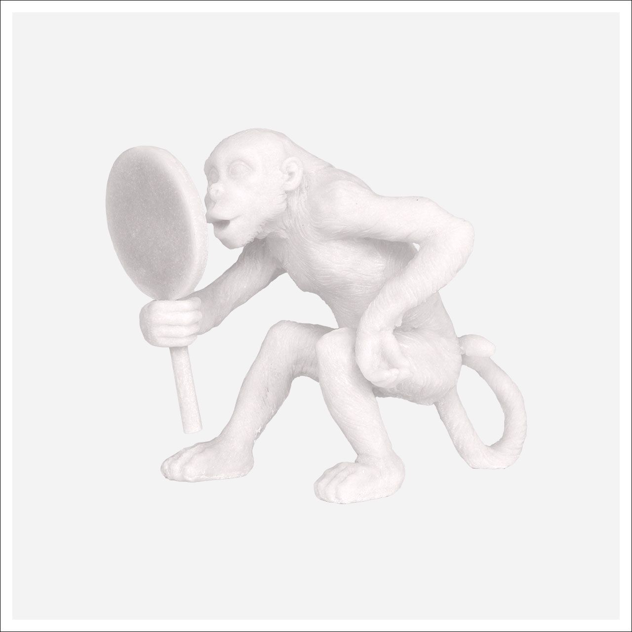 Vain Medium Monkey Statuary White