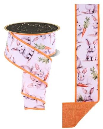 2.5" X 10YD RABBITS/CARROTS FUSED WHITE/BEIGE/ORNG