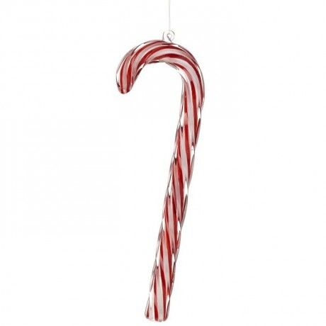 11" GLASS CANDY CANE ORNAMENT HOLIDAY MULTI COLORED