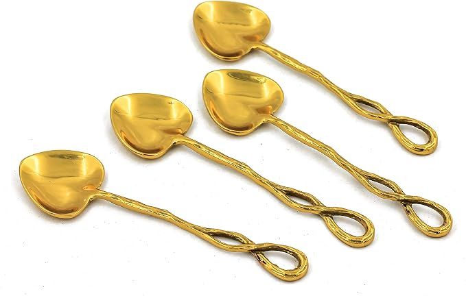 CURVED BRASS SPOONS SET OF 4