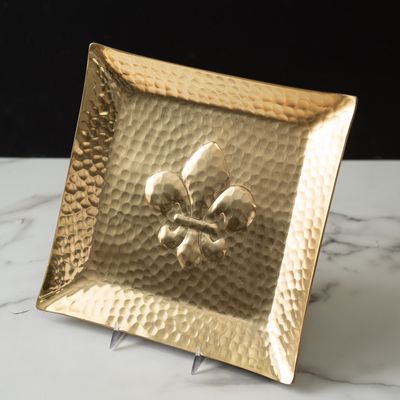 12" Fleur-de-lis Square Hammered Plate