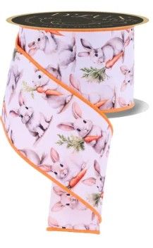 4" X 10YD RABBITS/CARROTS/WHT/BEIGE/ORNG