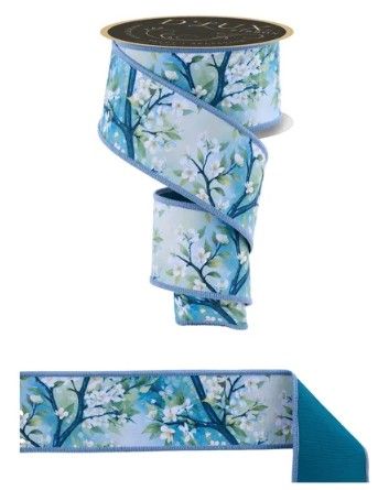 2.5" X 10 YD CHERRY BLOSSOM FUSED GREEN/TEAL/BLUE/YELLOW