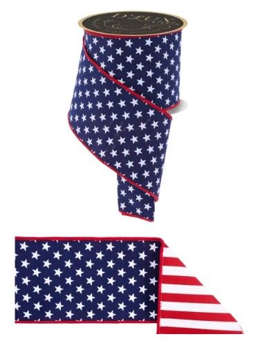 4" X 10YD STARS/STRIPES FUSED BACK NAVY BLUE/RED/WHITE