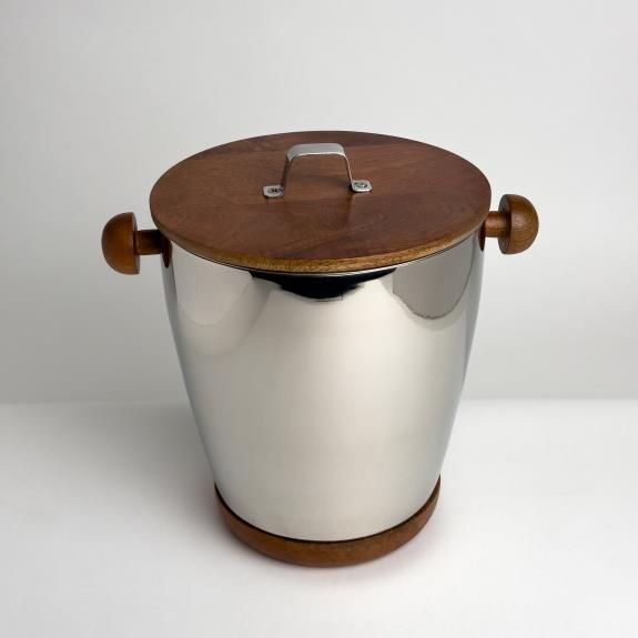 POLISHED ALUM. &amp; WOOD ICE BUCKET