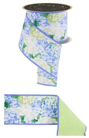 4" X 10 YD HYDRANGEA/FUSED IVY/BLUE/GREEN