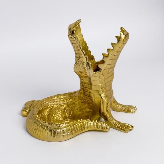 Gold Alligator Wine Bottle Holder