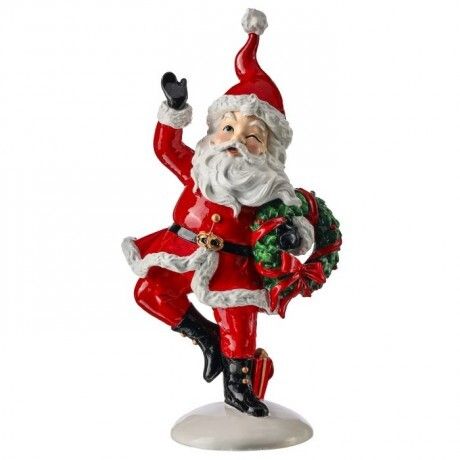13" RESIN PRANCING SANTA RED GREEN WHITE