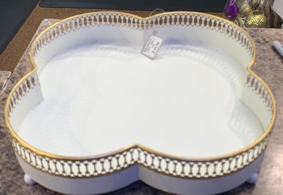 Cream and Gold scalloped tray
