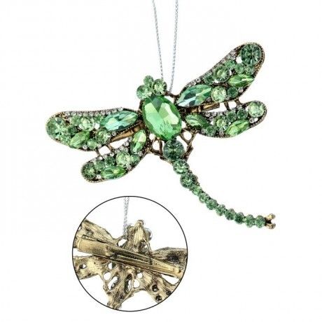 3.5" JEWEL DRAGONFLY PENDANT ORNAMENT MINT GREEN