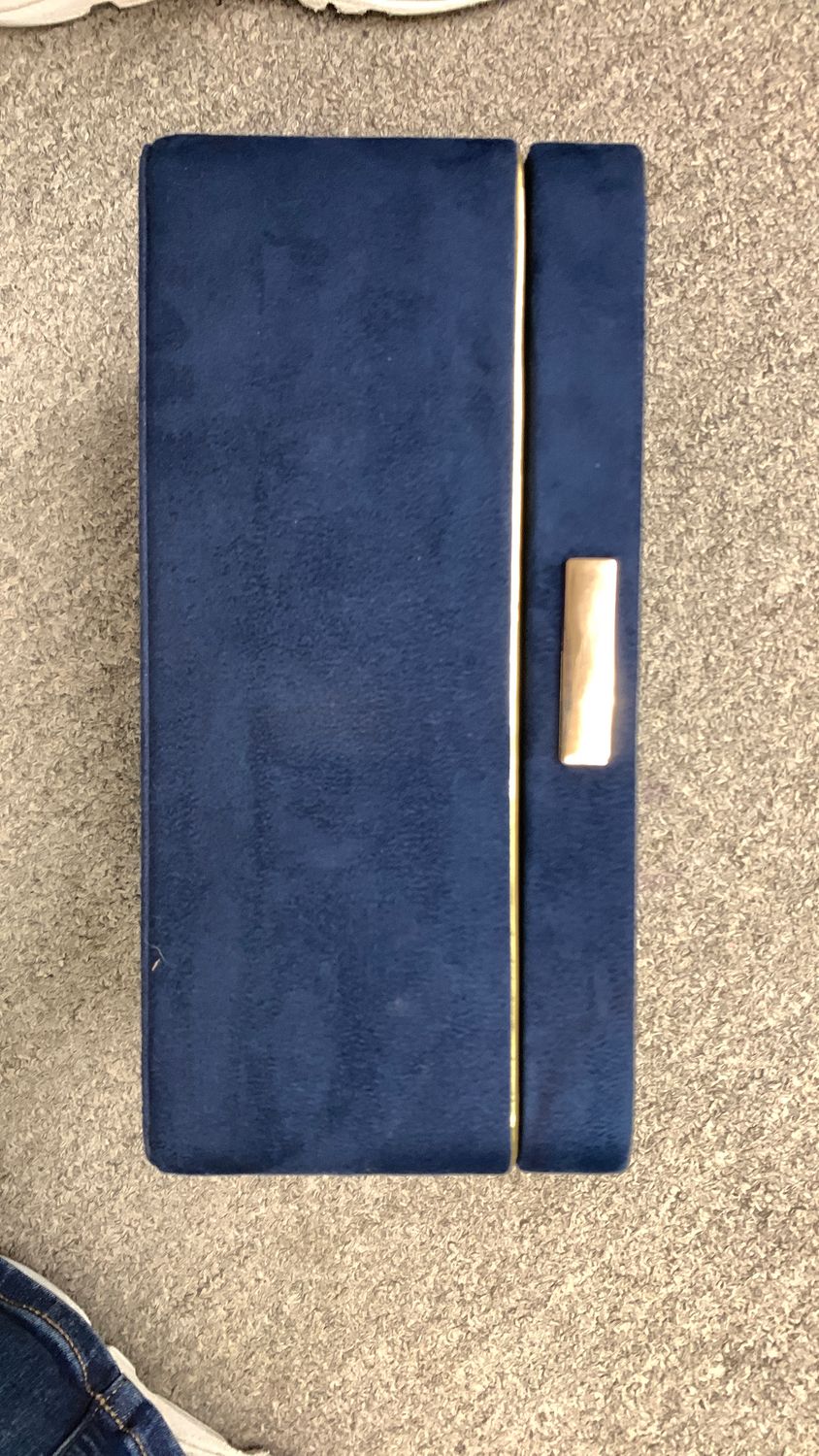 Navy Blue Suede Hinged Box