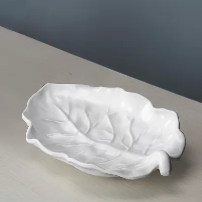 VIDA LETTUCE MEDIUM LEAF PLATTER (WHITE)