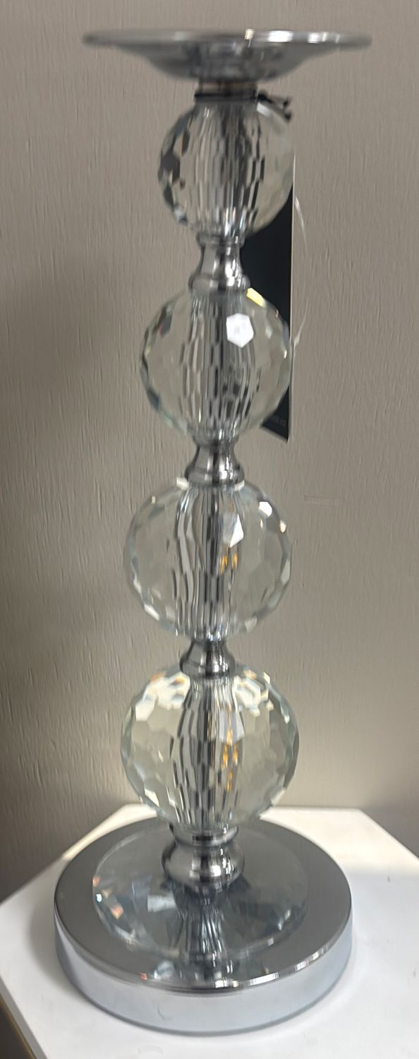 GLASS AND SILVER CANDLE HOLDER - SMALL