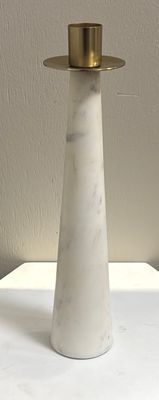 GOLD AND MARBLE CANDLE STICK HOLDER - TALL