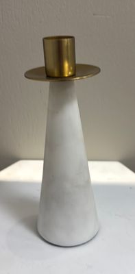 GOLD AND MARBLE CANDLE STICK HOLDER - SMALL