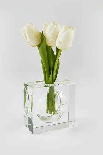CRYSTAL VASE-SQUARE BUBBLE - SMALL