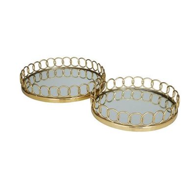 GOLD STAINLESS STEEL MIRRORED DECORATIVE TRAY - SMALL