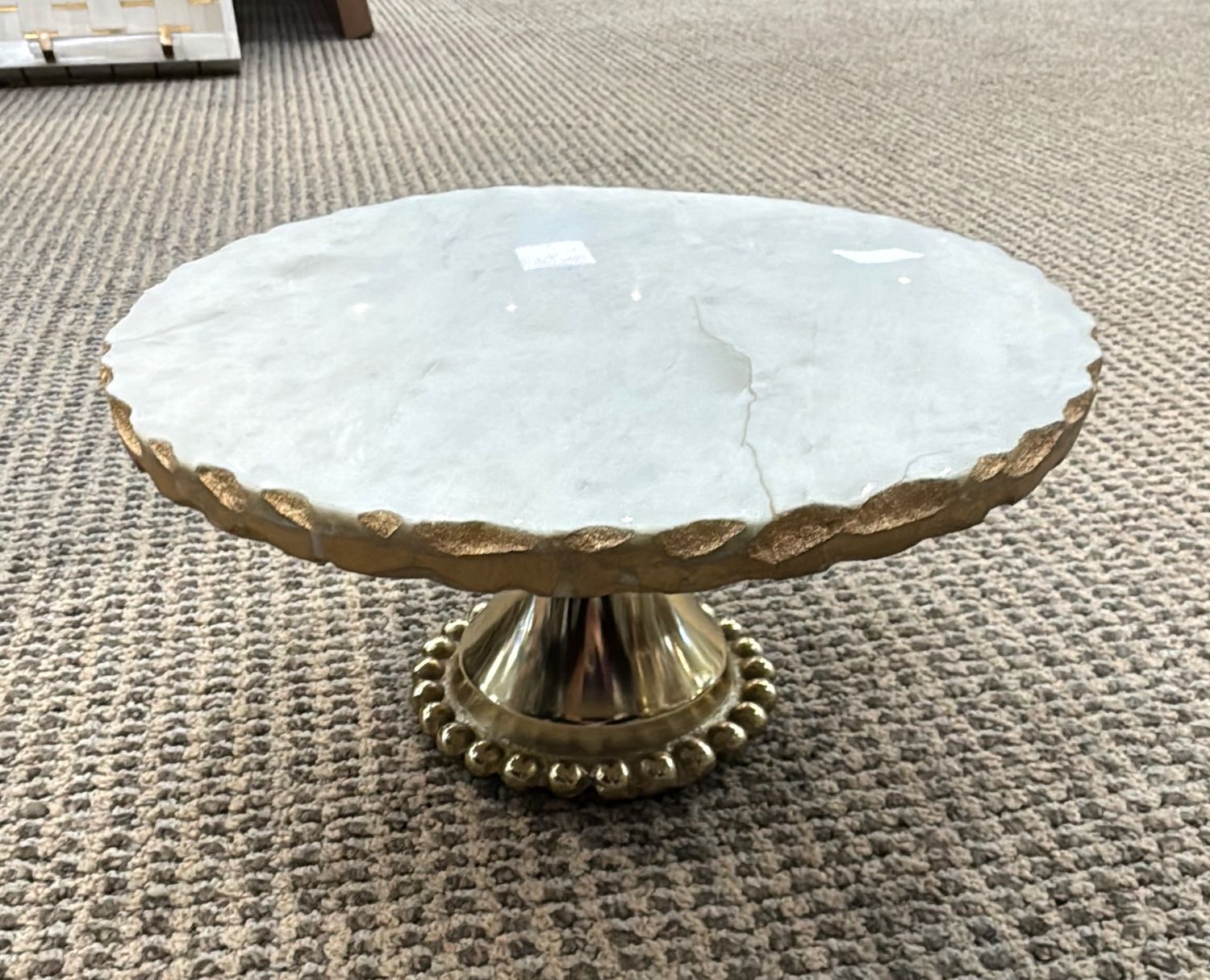 Marble Cake Stand with Gold Trim