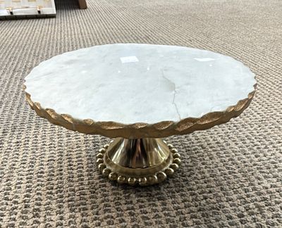 Marble Cake Stand with Gold Trim