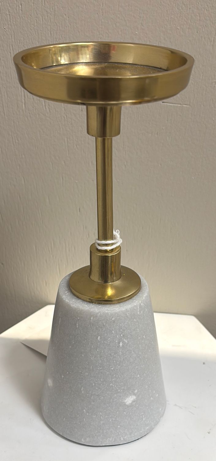 MARBLE &amp; GOLD CANDLE HOLDER-SHORT