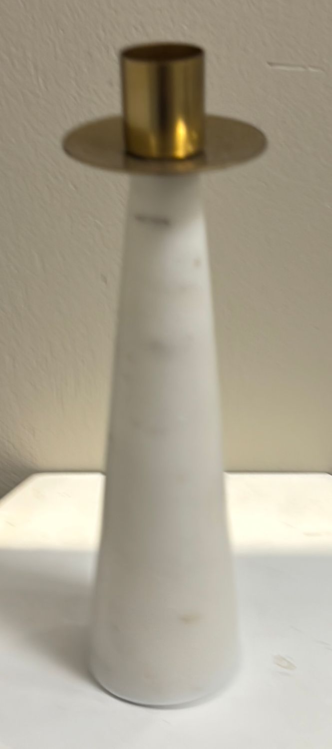GOLD AND MARBLE CANDLE STICK HOLDER - MEDIUM