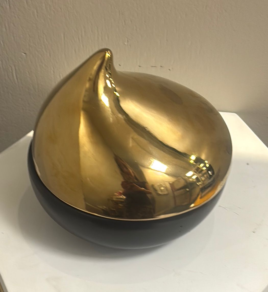 Black and Gold Lidded Teardrop - Small