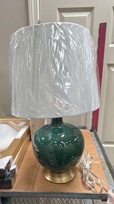 GREEN LAMP WITH GOLD BASE