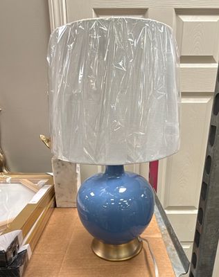 BLUE LAMP WITH GOLD BASE