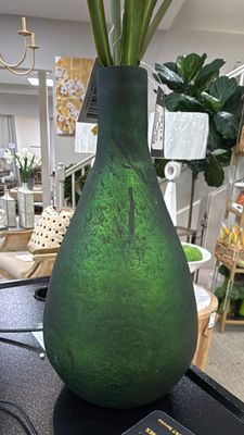 GREEN CRACKLE VASE